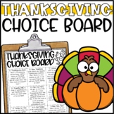 Thanksgiving Choice Board - Morning Work or Early Finisher