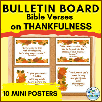 Preview of Thanksgiving Christian Bulletin Board Set with Bible Verses