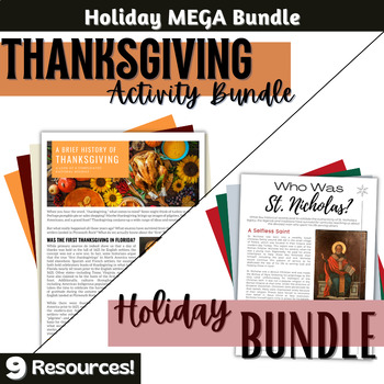 Preview of Thanksgiving Christmas Holiday Mega Bundle - Middle School ELA