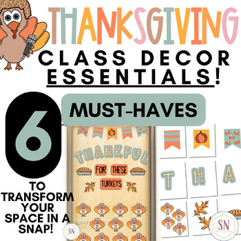 Preview of Thanksgiving Classroom Decor | Thanksgiving Door Decor | Bulletin Board & MORE!
