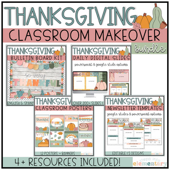 Preview of Thanksgiving Classroom Makeover Bundle | Thanksgiving Classroom Decor