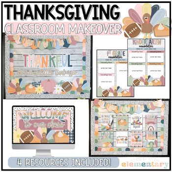 Preview of Thanksgiving Classroom Makeover Bundle | Trendy Thanksgiving Classroom Decor