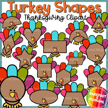 Preview of Turkey 2D Shapes | Thanksgiving Clipart