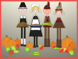 Thanksgiving Clip Art kids Pilgrims and Native Americans a