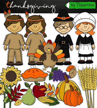 Preview of Thanksgiving Clip art / Autumn clipart commercial use/ Pilgrims 