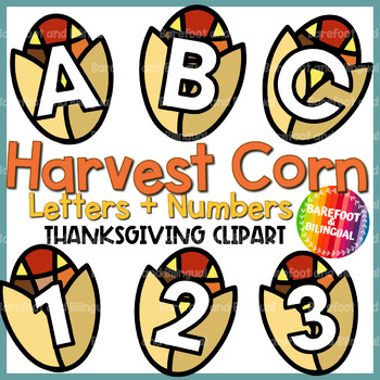 Preview of Harvest Corn Letters Clipart | Thanksgiving Clipart