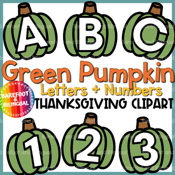 Preview of Green Pumpkin Letters & Numbers Clipart
