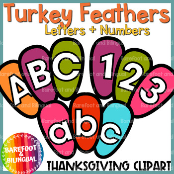 Preview of Turkey Feather Number & Letter Clipart | Thanksgiving Clipart