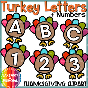 Preview of Thanksgiving Turkey Letters & Numbers Clipart | Thanksgiving Clipart