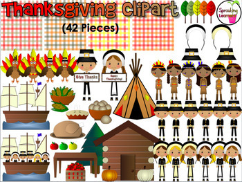 pilgrims and indians thanksgiving clip art
