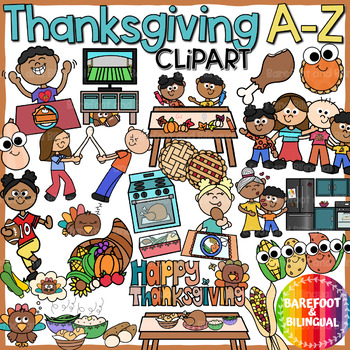 Preview of Thanksgiving Clipart A to Z - Thanksgiving Beginning Sounds Clipart