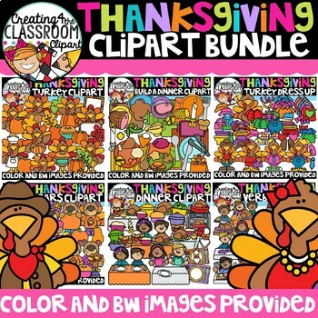 Preview of Thanksgiving Clipart BUNDLE {Turkey disguise, Thanksgiving Dinner}