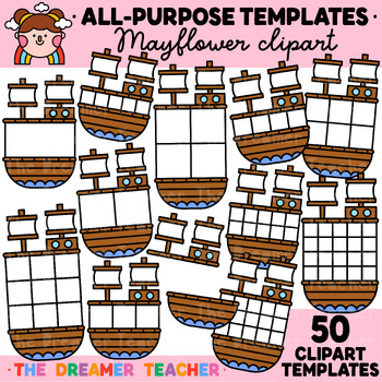 Preview of Thanksgiving Clipart Mayflower Templates