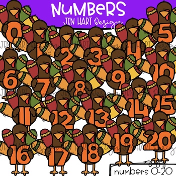 Preview of Thanksgiving Clipart - Numbers 0-20 {Jen Hart Clipart}