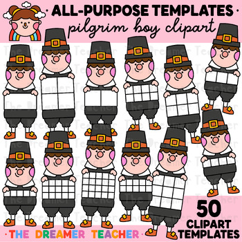 Preview of Thanksgiving Clipart Pilgrim Boy Templates