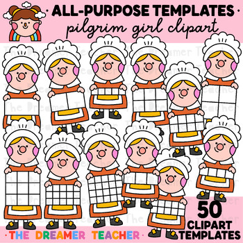 Preview of Thanksgiving Clipart Pilgrim Girl Templates