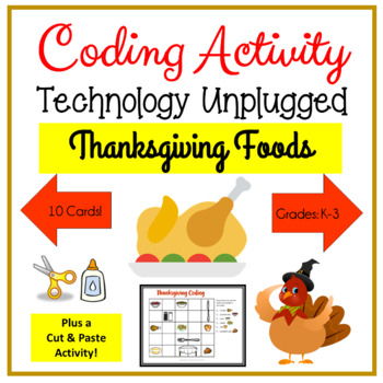 Preview of Thanksgiving Coding Activities - Technology Unplugged Activity Distance Learning