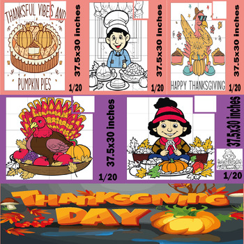 Preview of Thanksgiving Collaborative Poster Fall Bulletin Board/Bundle