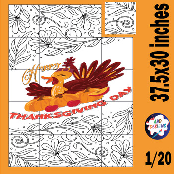 Preview of Thanksgiving Collaborative Poster - Fall Bulletin Board Thankful Coloring Turkey