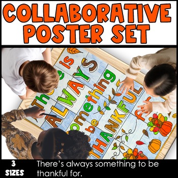 Preview of Collaborative Coloring Poster Fall Bulletin Board Idea Thankful Writing Activity