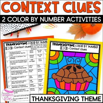 Preview of Thanksgiving Color By Number Context Clues