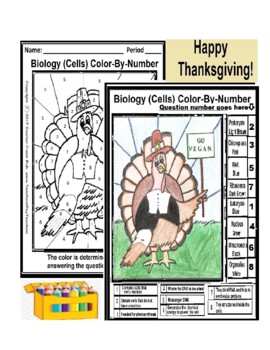 Preview of Thanksgiving Color-By-Number Biology on Cells