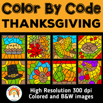 Preview of Thanksgiving Color By Number Clipart | Thanksgiving Cliparts | Thanksgiving CBC