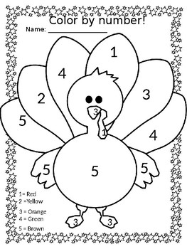 Thanksgiving Color By Number (Pre k Kindergarten) by The Children #39 s