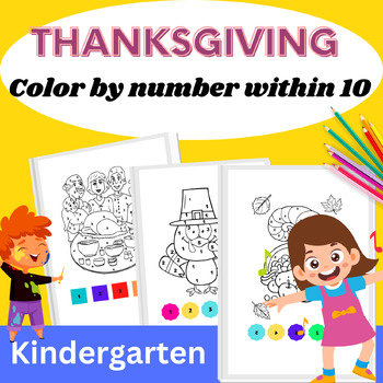 Preview of Thanksgiving Color By Numbers 1-10 Activities/ Thanksgiving Coloring Page.