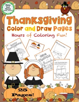 Thanksgiving Color and Draw Pages - Coloring and Drawing Activity