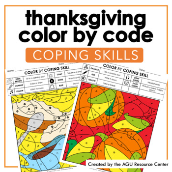 Preview of Thanksgiving Color by Code | Coping Skills