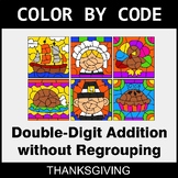 Thanksgiving Color by Code - Double-Digit Addition without