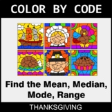 Thanksgiving Color by Code - Mean, Median, Mode, Range