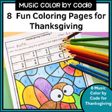 Thanksgiving Color by Code Music Time Signature Worksheets