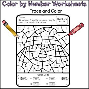 Thanksgiving Color by Number Worksheets by The Traveling Educator