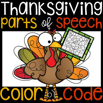 Preview of Thanksgiving Color by Code Part of Speech and Posters
