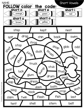 Thanksgiving Color by Code with Short and Long Vowel Worksheets | TpT