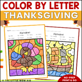 Thanksgiving Color by Letter - Alphabet Coloring Pages