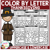 Thanksgiving Color by Letter Recognition Alphabet Worksheets
