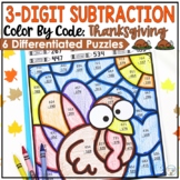 Thanksgiving Color by Number 3 Digit Subtraction | Thanksg