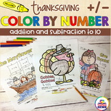 Thanksgiving Color by Number - Addition and Subtraction to 10