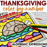 Thanksgiving Color by Number Algebraic Expressions Math Practice