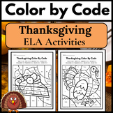 Thanksgiving Color by Number ELA Parts of Speech Activity 