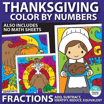 Preview of Thanksgiving Math: Color by Number Fractions