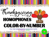 Thanksgiving Color-by-Number Homophones Worksheets