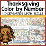 Thanksgiving Color by Number Kindergarten Math Worksheets