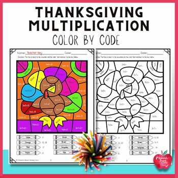 Preview of Thanksgiving Color by Number- Multiplication Facts