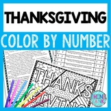Thanksgiving Color by Number, Reading Passage and Text Marking