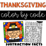 Thanksgiving Color by Number Subtraction Facts