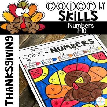 Preview of Thanksgiving Color by Code Numbers 1-10 Activities